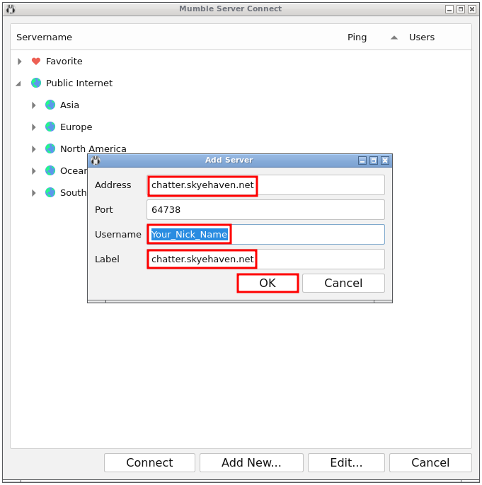 add new server screenshot